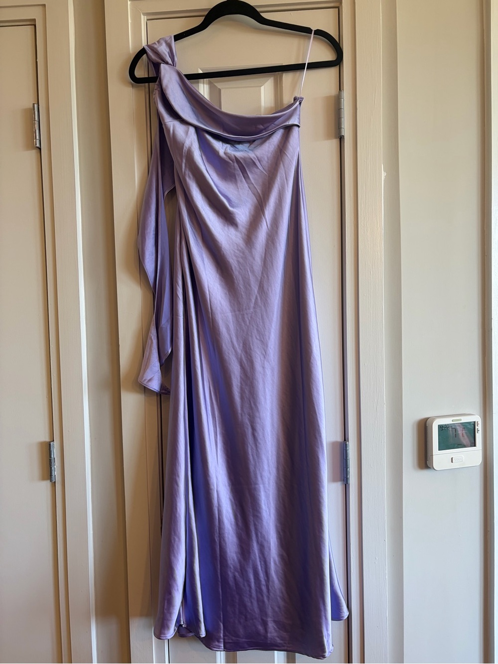 Lavender One-Shoulder Evening Dress